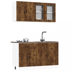 vidaXL Set dulap de bucătărie din 4 piese &bdquo;Porto&rdquo; stejar afumat Lemn