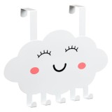 Cuier usa dulap pentru copii, nor zambitor, cu 5 carlige, 32x23.5 cm