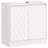 HOMCOM Dulap Sub Lavoar pentru Baie cu 2 Uși și Raft Reglabil, pentru Lavoare cu sau fără Coloană, 60 x 30 x 59,8 cm, Alb | Aosom Romania