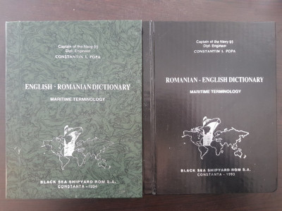 ENGLISH-ROMANIAN + ROMANIAN-ENGLISH DICTIONARY MARITIME TERMINOLOGY - Popa 2 vol foto