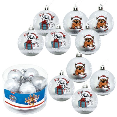 Set 10 Globuri brad Craciun Paw Patrol argintii foto