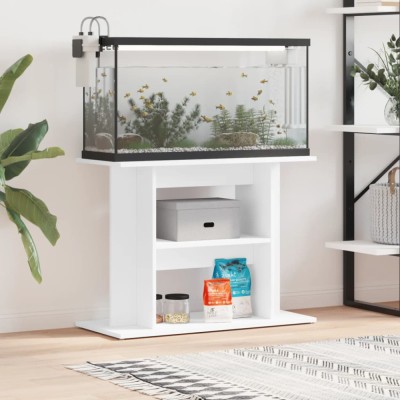 vidaXL Suport pentru acvariu, alb, 80x35x60 cm, lemn prelucrat foto