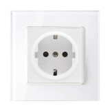 GERMAN TYPE SOCKET 16A GLASS FRAME WHITE, Elmark