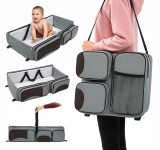 Geanta multifunctionala pentru mamici 3 in 1,cu functie de masa de infasat si patut portabil pentru bebelusi,design pliabil,5 buzunare pentru scute