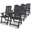 Set 6 Scaune Gradina Rabatabile Gossi, Plastic Antracit, Rezistent Intemperii, Pliabile
