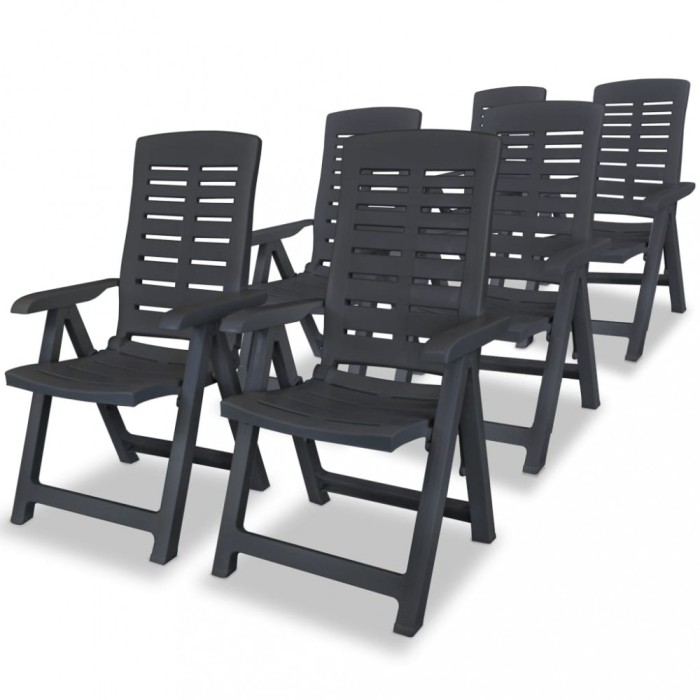 Gossi scaune de gradina rabatabile, 6 buc., antracit, plastic