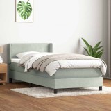 vidaXL Pat box spring cu saltea, gri deschis, 80x210 cm, catifea 3318009