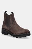 Fly London botine din piele &icirc;ntoarsă NOLL127FLY culoarea maro, P211127004