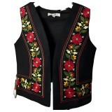 Cumpara ieftin Vesta Traditionala Neagra pentru Fetite cu Broderie Florala Rosie - VTF01