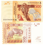 Statele Africii de Vest ( Coasta de Fildes ) 500 Franci 2023 UNC
