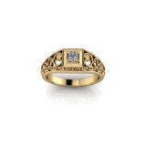 Inel de dama din aur galben 14K, piatra zirconiu - 60