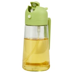 Recipient Ulei 2 in 1, Cyrax, Functie Spray &amp; Turnare, din Sticla, Fara Scurgere,&nbsp;18.5 x 7.7 cm, 470 ml, Verde