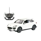 Masina cu telecomanda Porsche Cayenne Turbo Rastar, 34.6 x 13.9 x 12.2 cm, 5 x AA, 10 km/h, tractiune 2 WD, anvelope cauciuc, Alb