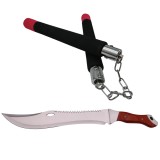 Set maceta de vanatoare DEPOX&reg;, Knife of Mind, otel inoxidabil, argintie, 46 cm si nunceag burete