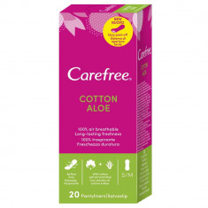 Absorbante Zilnice Carefree Panty Liners Cotton Aloe, 20 Buc/Set, Absorbante de Zi, Tampoane Zilnice, Absorbante de Zi Carefree Panty Liners Cotton Al