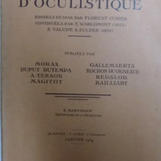 ANNALES D ' OCULISTIQUE , par MORAX..BAILLIART , JANVIER 1934