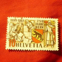 Timbru Elvetia 1941 - Oras Berna 75 Ani - , val. 10C stampilat