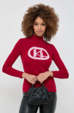 Karl Lagerfeld pulover femei, culoarea rosu, light, cu turtleneck