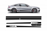 Set Stickere Capota/Plafon/Portbagaj si Laterale Negru Mat Mercedes C205 Coupe A205 Cabriolet (2014-up) A45 Design Edition 1 Performance AutoTuning, KITT