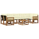 vidaXL Set de canapele de exterior cu pernă 8 pcs Natural și Crem 3381842