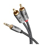 Cablu stereo premium extrem de flexibil textil 2m Jack 3.5 mm tata -, Goobay