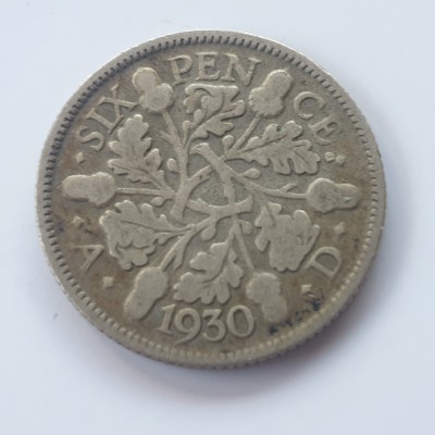 Anglia 6 pence 1930 argint foto