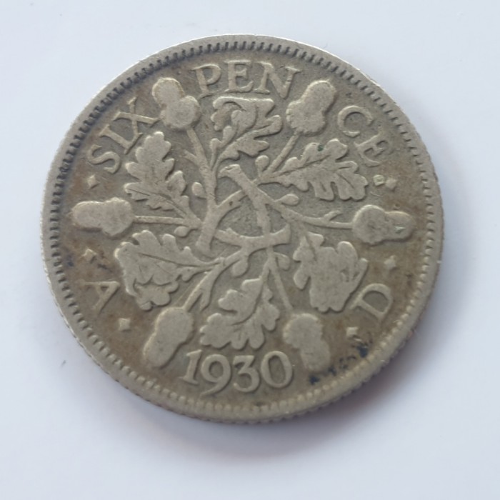 Anglia 6 pence 1930 argint