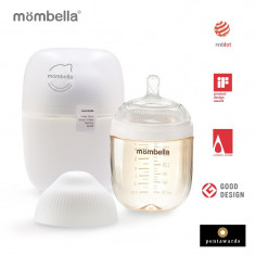 Biberon anticolici mombella breast-like, 210ml, tetina m flux mediu, ppsu, ivory