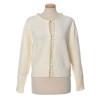 Cardigan alb elegant cu perle aplicate