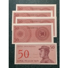 Indonezia 1964 - 50 sen, necirculata (5 bucati)