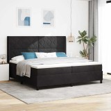Cumpara ieftin Pat cu arcuri cu headboard Negru 200 x 200 cm Catifea