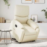 vidaXL Fotoliu rabatabil electric cu ridicare, crem, piele ecologică 3204901