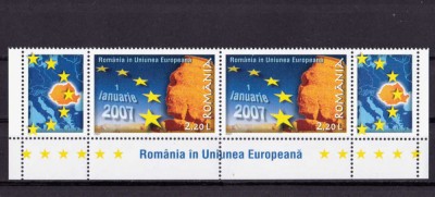 RO 2007 LP 1752 &amp;quot;Romania in UE&amp;quot;,2xserii vinieta stanga/dreapta ,MNH foto
