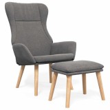 Cumpara ieftin Scaun de relaxare cu taburet, gri deschis, textil