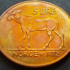 Moneda 5 ORE - NORVEGIA, anul 1972 *cod 3253 C = patina frumoasa!