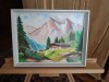Tablou peisaj montan cu brazi, Peisaje, Acrilic, Realism