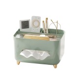 Suport pentru Servetele, Cutie Multifunctionala, Design Minimalist, ABS, cu Suport pentru Obiectele Personale, pentru Birou, 21x15x13 cm, Verde