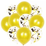 Set 10 Baloane Confetti Auriu, 30cm, Ropet - Aniversare, Nunta, Botez. Baloane Petrecere, Decoratiuni Evenimente