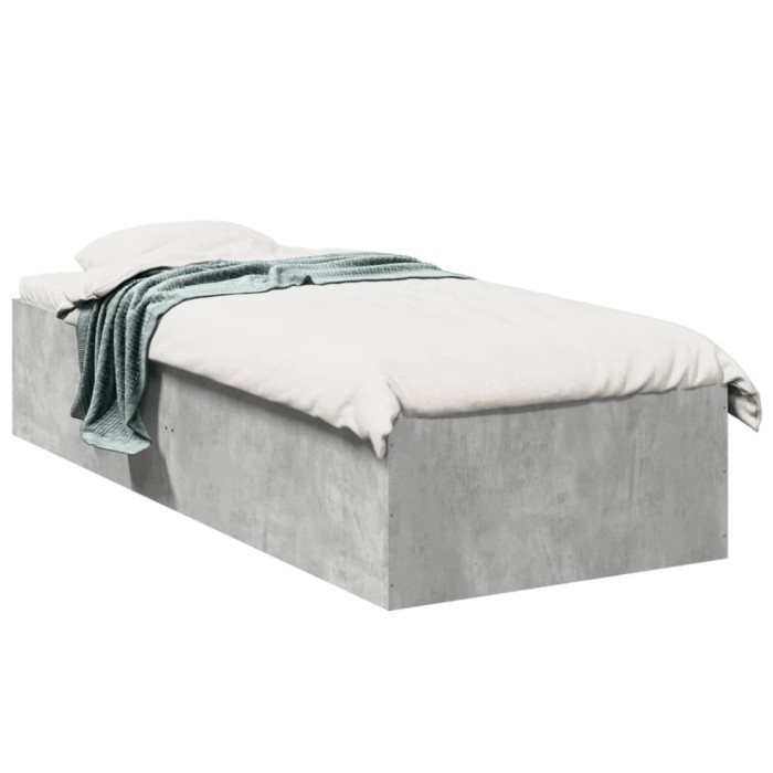 vidaXL Cadru de pat, gri beton, 90x200 cm, lemn prelucrat 3281059