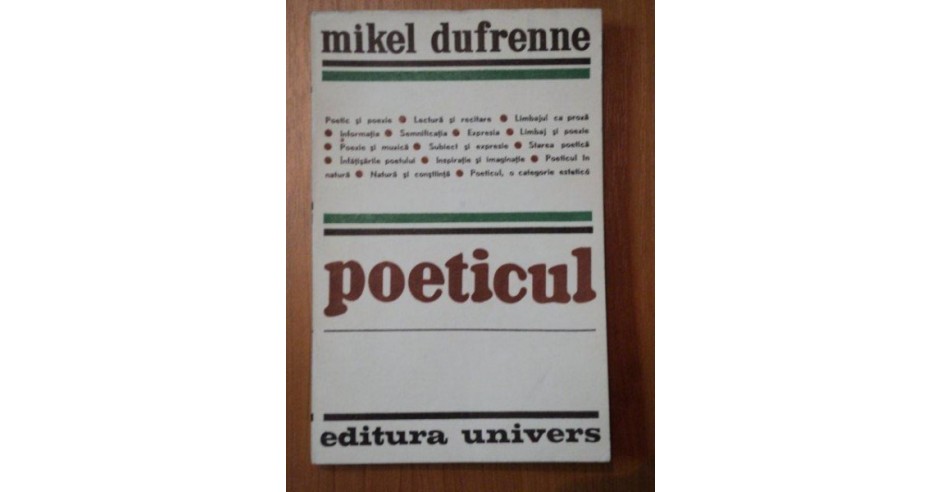 POETICUL MIKEL DUFRENNE arhiva Okazii.ro