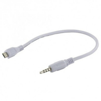 Micro USB male to 3.5mm Male Jack Audio Cable 30cm White YPU728 foto