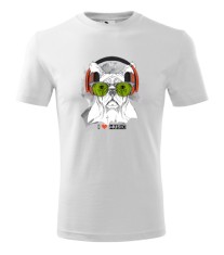 Tricou Personalizat I Love Music cu Bulldog si Casti - Design Cool si Modern
