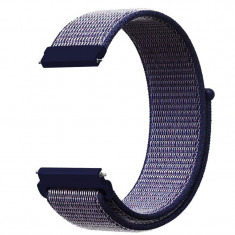 Curea material textil, compatibila Huawei Watch GT4 46mm|GT3 46mm|GT3 Pro 46mm|GT2 46mm|GT 2e|Galaxy Watch 3 45mm, Savoy Blue