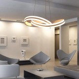 Lustra LED Suspendata cu Telecomanda INFINITY LOOP, 120W, Inaltime Reglabila, Lumina Rece/Calda/Neutra, Dimabila, Alb