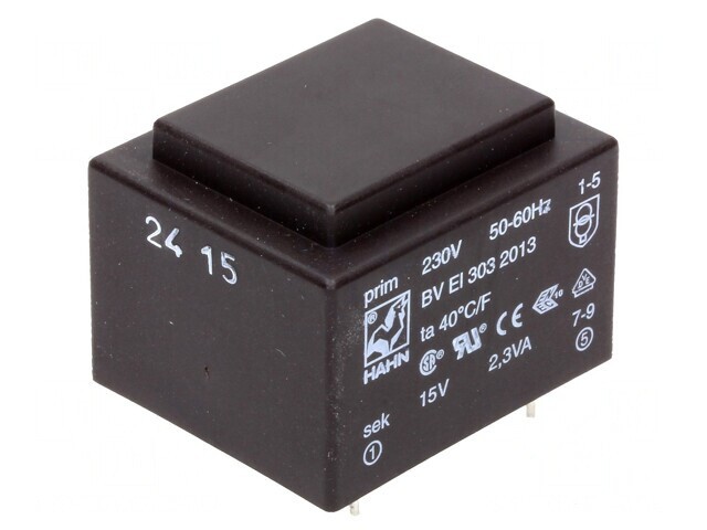 Transformator &icirc;ncapsulat 2,3VA 230V 15V PCB
