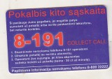 bnk card Cartele telefonice - Lithuania - 8-191 Collect Call