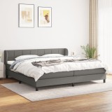 Cumpara ieftin Pat box spring cu saltea, gri &icirc;nchis, 200x200 cm, textil