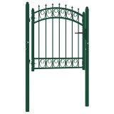 Cumpara ieftin Poarta de gard cu tepuse, verde, 100x100 cm, otel