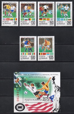 Romania 1994, LP.1344,1345 - C.M. FOTBAL SUA, Serie + Colita, MNH foto