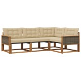 vidaXL Set de canapele de exterior cu pernă 4 pcs Natural și Bej 3381389